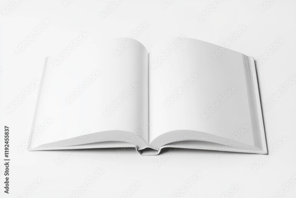 A open book lying on a clean and plain white surface A open book lying on a clean and plain white surface