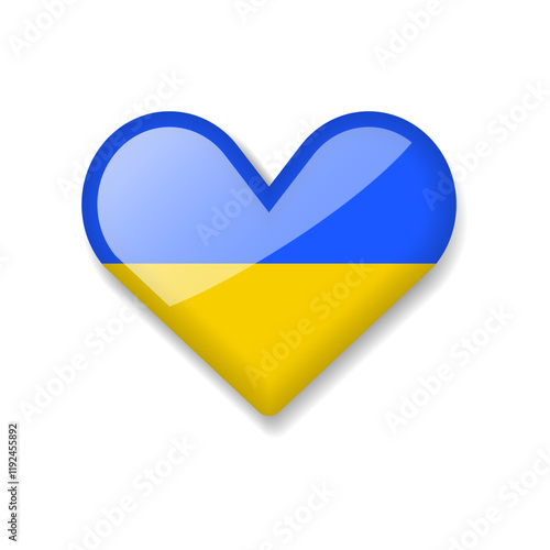 Ukraine - Shiny Flag in the Form of Heart. Vector Illustration.