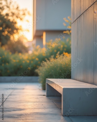 Golden Hour with Natural Background in Urban Setting photo