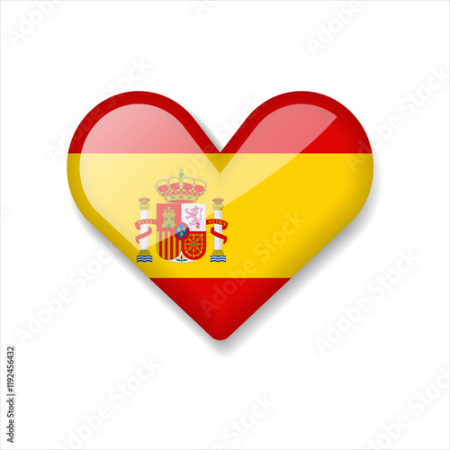 Spain - Shiny Flag in the Form of Heart. Vector Illustration.