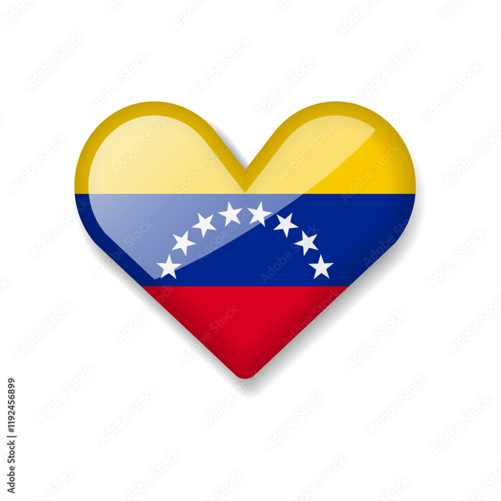 Venezuela - Shiny Flag in the Form of Heart. Vector Illustration. Venezuela - Shiny Flag in the Form of Heart. Vector Illustration.