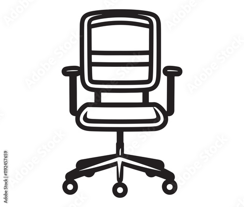 Office chair isolated on white background, Silhouette office chair design