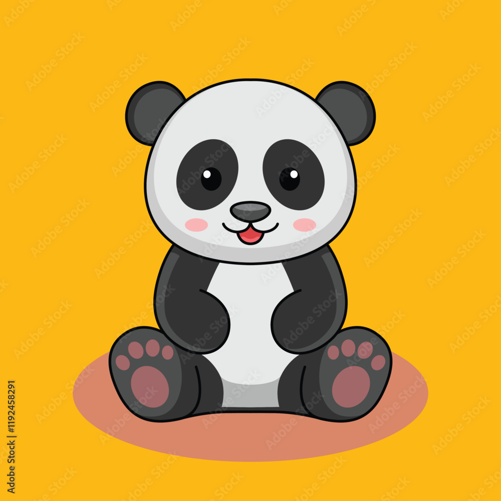 Cute Panda Sitting Flat Vector Cartoon Illustration.eps