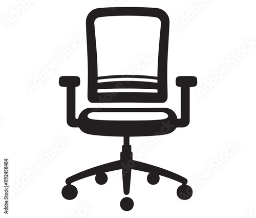 Office chair isolated on white background, Silhouette office chair design