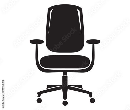 Office chair isolated on white background, Silhouette office chair design
