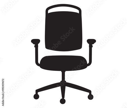 Office chair isolated on white background, Silhouette office chair design