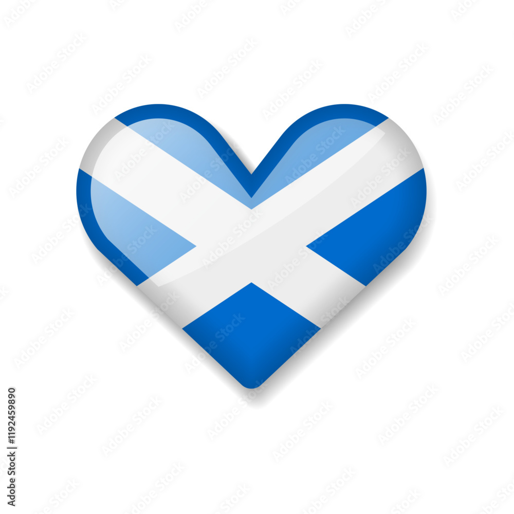 Obraz premium Scotland - Shiny Flag in the Form of Heart. Vector Illustration.