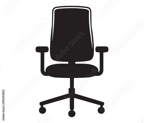 Office chair isolated on white background, Silhouette office chair design
