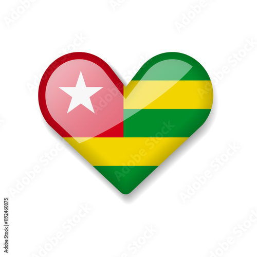 Free Download Togo - Shiny Flag in the Form of Heart. Vector Illustration. - GFXLoad