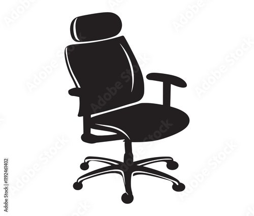Office chair isolated on white background, Silhouette office chair design