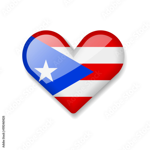 Free Download Puerto Rico - Shiny Flag in the Form of Heart. Vector Illustration. - GFXLoad