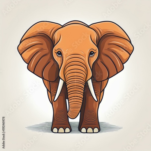 Wallpaper Mural African bush elephant flat desing. isolated on white background Torontodigital.ca