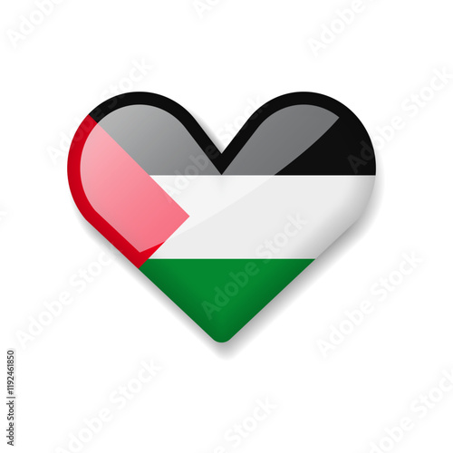 Palestine - Shiny Flag in the Form of Heart. Vector Illustration. photo