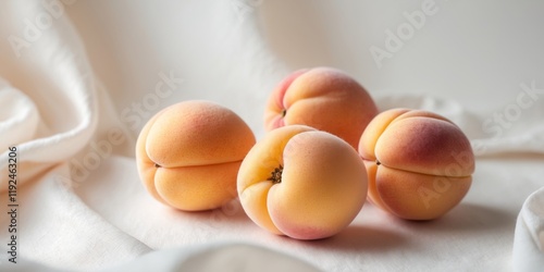 Ripe apricots with velvety skin and a touch of pink blush photo