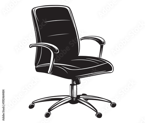 Office chair isolated on white background, Silhouette office chair design