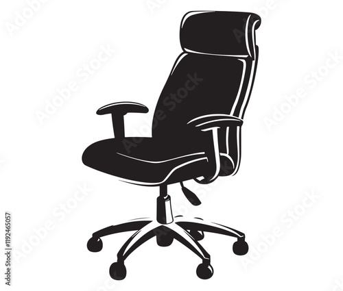 Office chair isolated on white background, Silhouette office chair design
