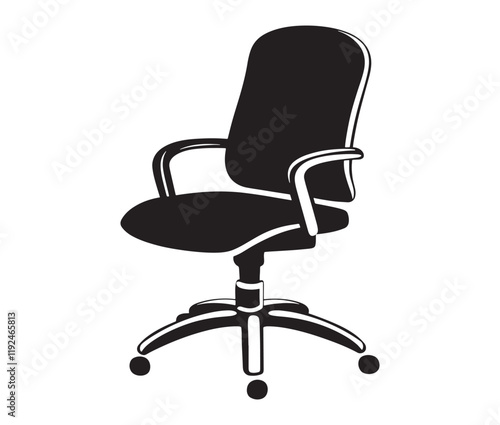 Office chair isolated on white background, Silhouette office chair design