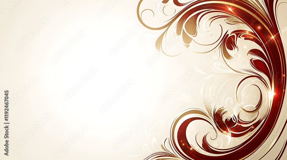 Elegant Red Gold Swirling Floral Design Background Elegant Red Gold Swirling Floral Design Background