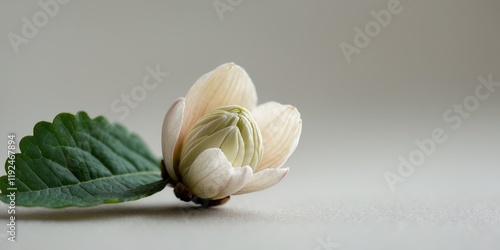 Stunning Closeup of Viburnum Flower Bud with Leaf