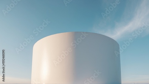 white cylindrical platform bright sunlight photo