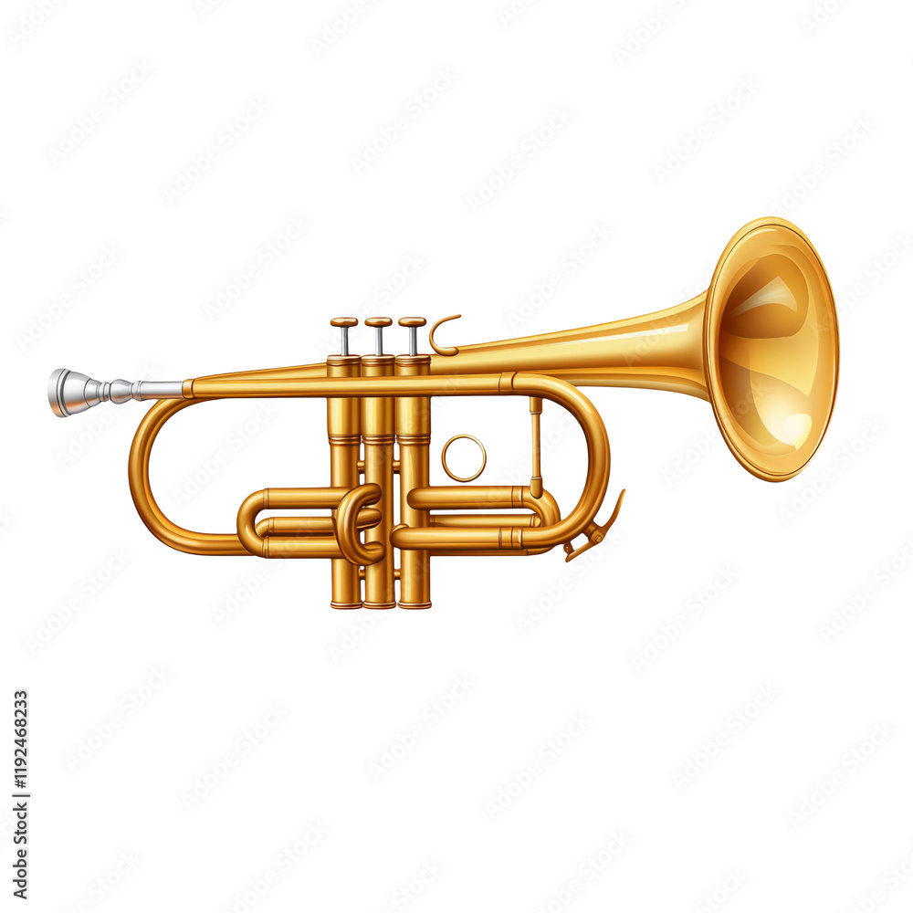 Obraz premium Gold Trumpet Isolated on Transparent Background for Music, Performance, and Instrument Designs