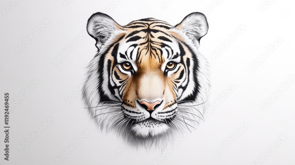 Fototapeta premium Artistic Illustration of a Majestic Tiger Face with Detailed Features