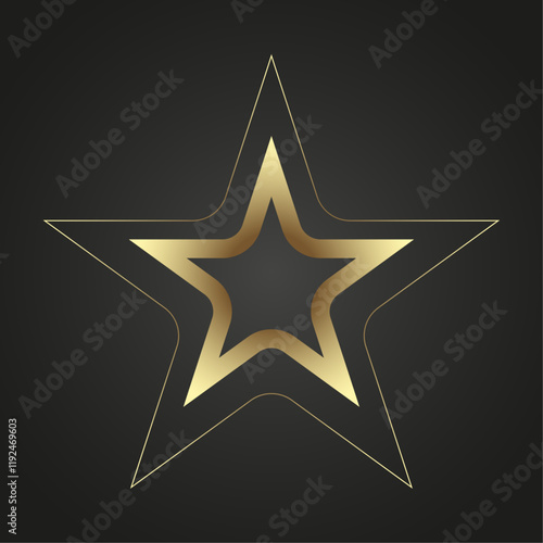 Clear premuim star with gold line stoke on dark background, for level, high class, special element, high, top, banner. Top Luxury star invector illustration design