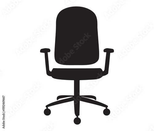 Office chair isolated on white background, Silhouette office chair design