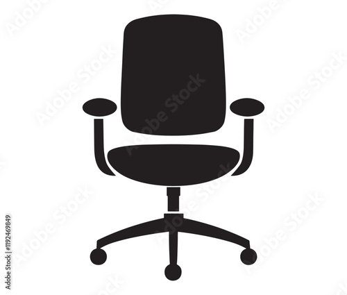 Office chair isolated on white background, Silhouette office chair design