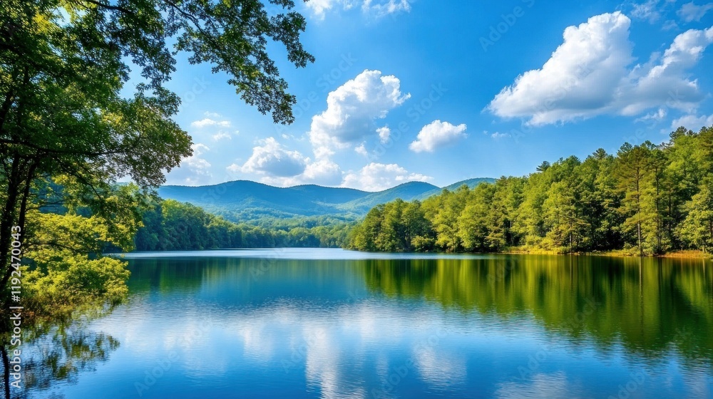 Obraz premium Serene Lake Landscape: Majestic Mountain Reflections