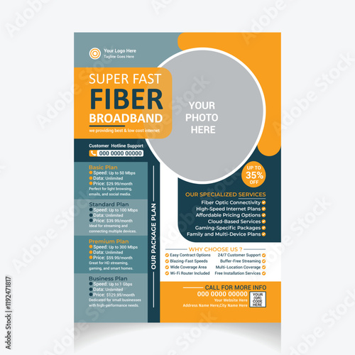 editable Internet broadband flyer design template layout