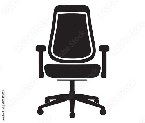 Office chair isolated on white background, Silhouette office chair design