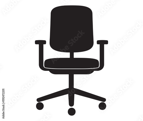 Office chair isolated on white background, Silhouette office chair design