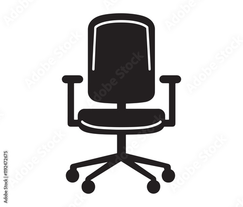 Office chair isolated on white background, Silhouette office chair design