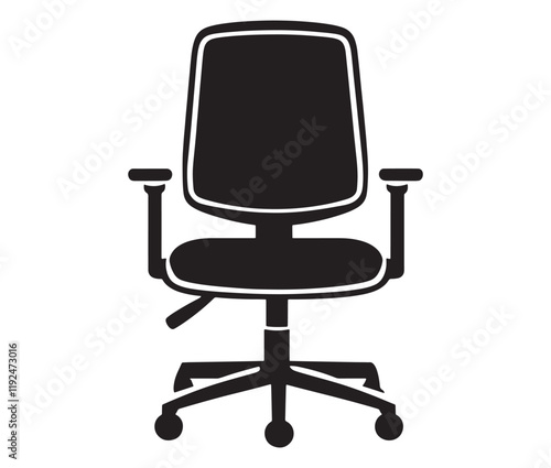 Office chair isolated on white background, Silhouette office chair design
