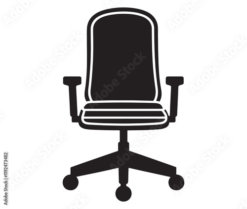 Office chair isolated on white background, Silhouette office chair design