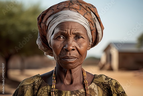 African woman in traditional attire outdoors photo