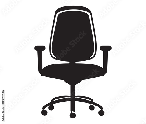 Office chair isolated on white background, Silhouette office chair design