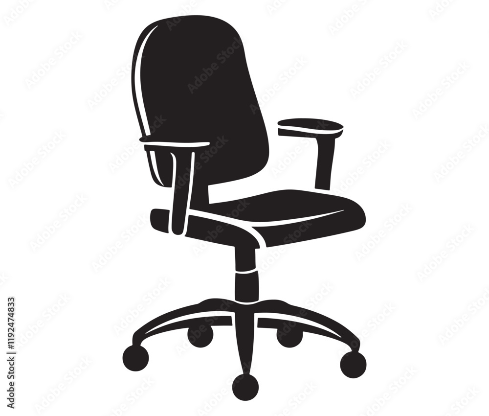 Office chair isolated on white background, Silhouette office chair design Office chair isolated on white background, Silhouette office chair design