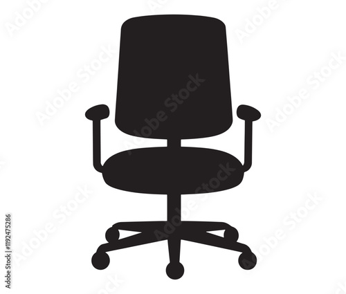Office chair isolated on white background, Silhouette office chair design