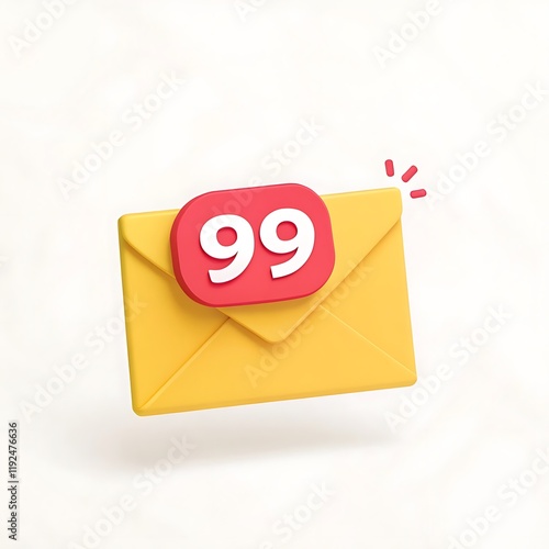  new 3D Mail envelope icon with notification new message on speech bubble New notification arrived Noti, new Illustration of email, photo