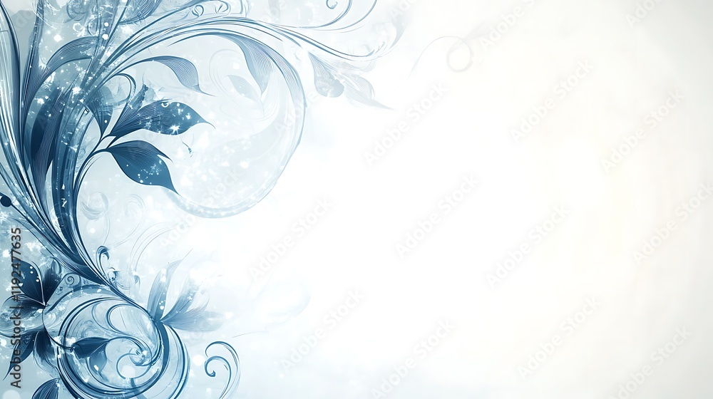 Elegant Blue Floral Design with White Background