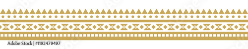 Gold ethnic border ornament. Geometric ethnic oriental seamless pattern. Stripe vector illustration. Native American Mexican African Indian tribal. Design border, textile, fabric, clothing, carpet.