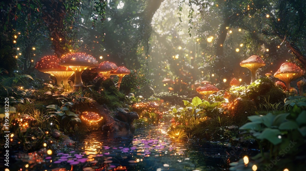 A magical forest with glowing mushrooms and ethereal creatures, ultra-detailed and vibrant A magical forest with glowing mushrooms and ethereal creatures, ultra-detailed and vibrant
