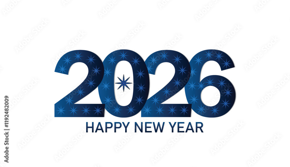 Happy New Year 2026 Text Design. Greeting Card, Poster Template. Happy New Year 2026 Text Design. Greeting Card, Poster Template.
