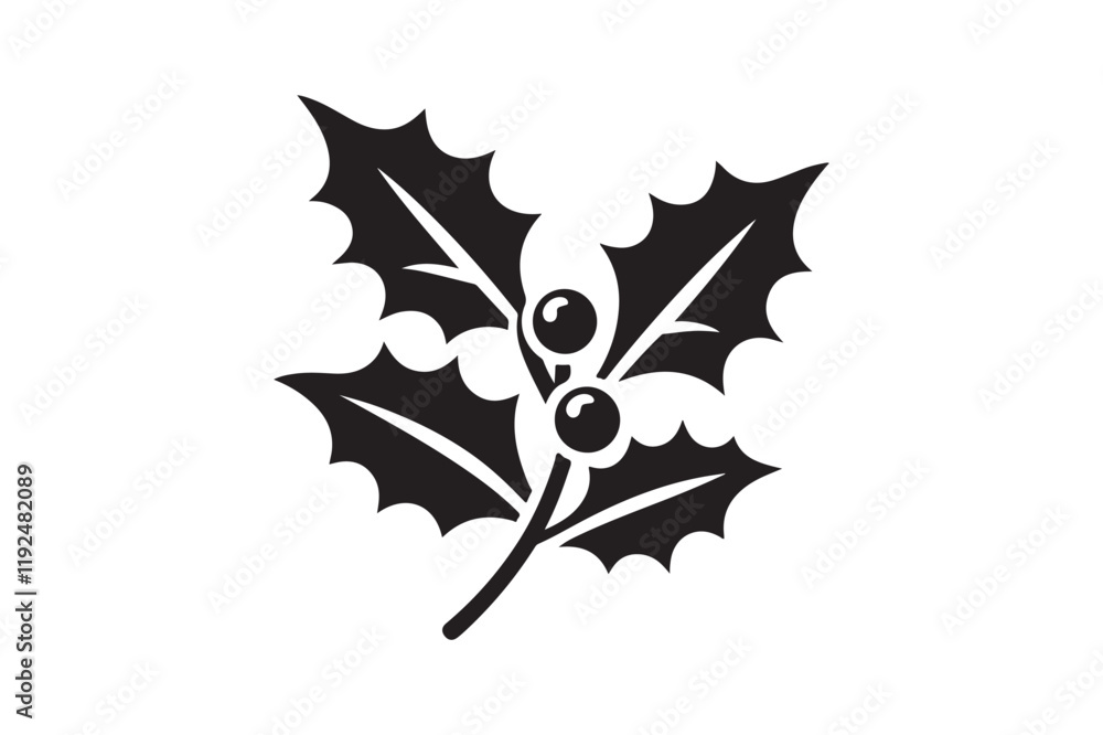 Fototapeta premium Christmas holly berry icon mistletoe 