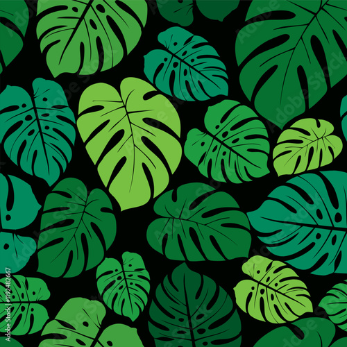 Delicious monster leaf pattern. Monstera tropical jungle seamless pattern. Vector hand drawn illustration for fabric, textile, wallpaper tourism design.