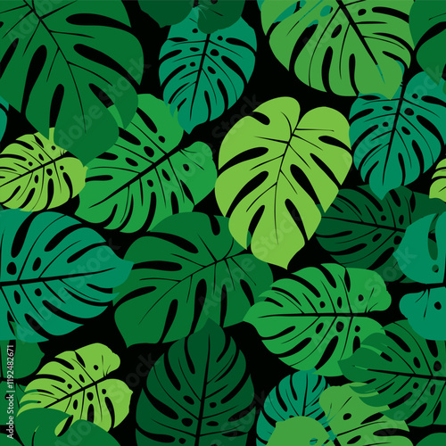 Delicious monster leaf pattern. Monstera tropical jungle seamless pattern. Vector hand drawn illustration for fabric, textile, wallpaper tourism design.