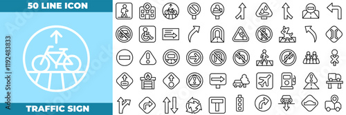Traffic Sign Line Editable Icons set