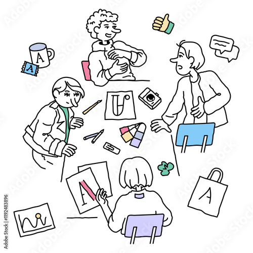 Group of designers creating a logo